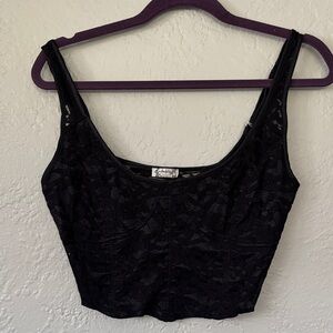 Free People Black Lace Adjustable Strap Corset Style Bralette Top M